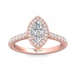 FlyerFit® 18K Pink Gold Micropave Halo Engagement Ring