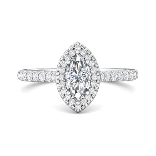 FlyerFit&reg; Platinum Micropave Halo Engagement Ring