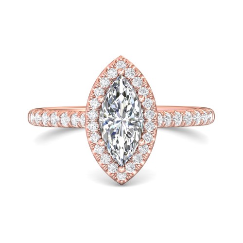 FlyerFit&reg; 14K Pink Gold Micropave Halo Engagement Ring