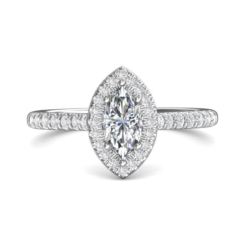 FlyerFit&reg; 18K White Gold Micropave Halo Engagement Ring