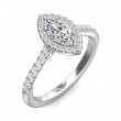FlyerFit® Platinum Micropave Halo Engagement Ring