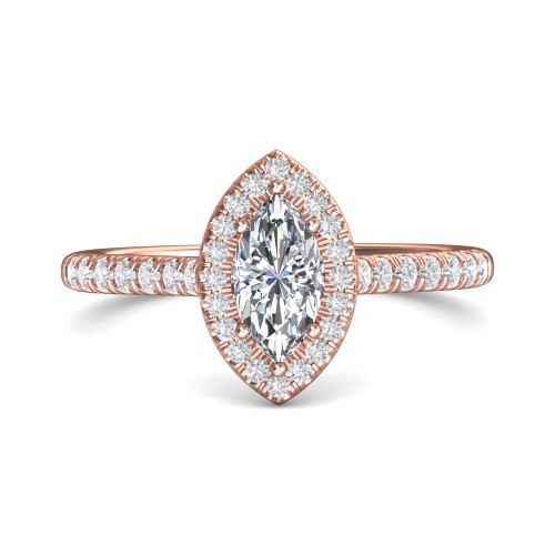 FlyerFit&reg; 14K Pink Gold Micropave Halo Engagement Ring
