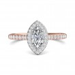 FlyerFit® 18K Pink Gold Shank And White Gold Top Micropave Halo Engagement Ring