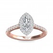 FlyerFit® 18K Pink Gold Shank And White Gold Top Micropave Halo Engagement Ring