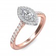 FlyerFit® 18K Pink Gold Shank And White Gold Top Micropave Halo Engagement Ring