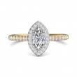 FlyerFit® 18K Yellow Gold Shank And White Gold Top Micropave Halo Engagement Ring