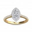 FlyerFit® 18K Yellow Gold Shank And White Gold Top Micropave Halo Engagement Ring