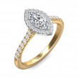 FlyerFit® 18K Yellow Gold Shank And White Gold Top Micropave Halo Engagement Ring