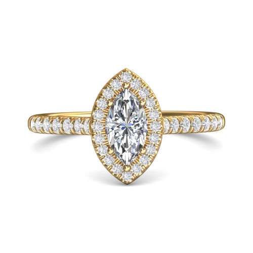 FlyerFit&reg; 18K Yellow Gold Micropave Halo Engagement Ring