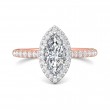FlyerFit® 18K Pink Gold Shank And White Gold Top Micropave Halo Engagement Ring
