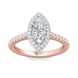 FlyerFit® 18K Pink Gold Shank And White Gold Top Micropave Halo Engagement Ring