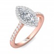 FlyerFit® 18K Pink Gold Shank And White Gold Top Micropave Halo Engagement Ring