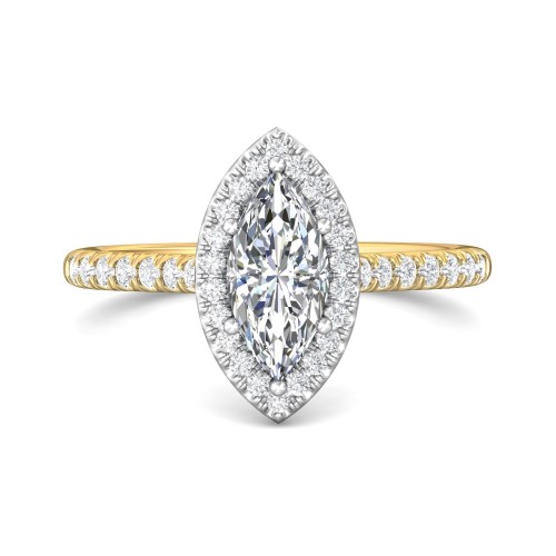 FlyerFit&reg; 14K Yellow and 14K White Gold Micropave Halo Engagement Ring