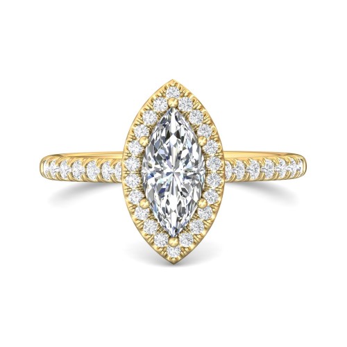 FlyerFit&reg; 14K Yellow Gold Micropave Halo Engagement Ring