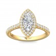 FlyerFit® 14K Yellow Gold Micropave Halo Engagement Ring