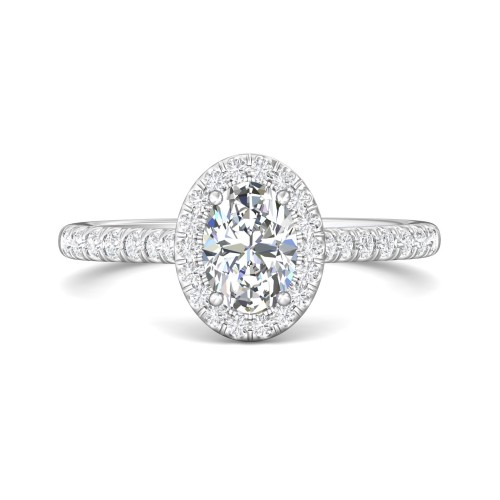 FlyerFit&reg; 14K White Gold Micropave Halo Engagement Ring