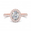 FlyerFit® 18K Pink Gold Micropave Halo Engagement Ring