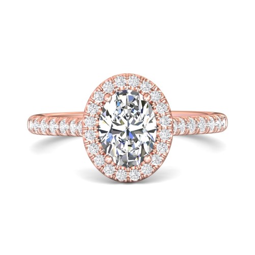 FlyerFit&reg; 14K Pink Gold Micropave Halo Engagement Ring