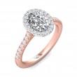 FlyerFit® 18K Pink Gold Shank And White Gold Top Micropave Halo Engagement Ring