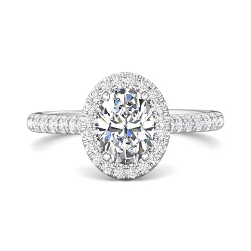 FlyerFit&reg; 18K White Gold Micropave Halo Engagement Ring