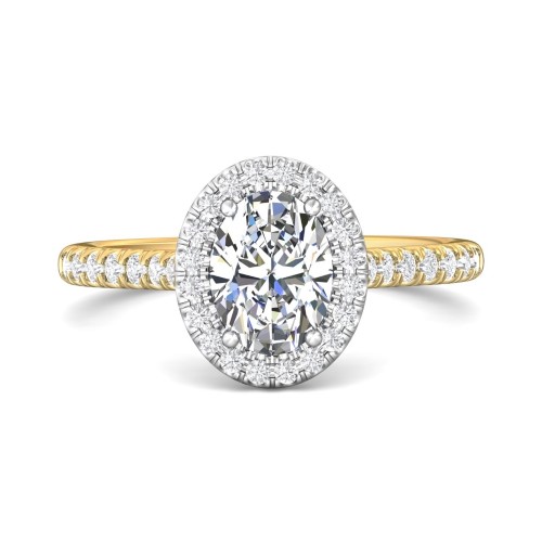 FlyerFit&reg; 14K Yellow and 14K White Gold Micropave Halo Engagement Ring