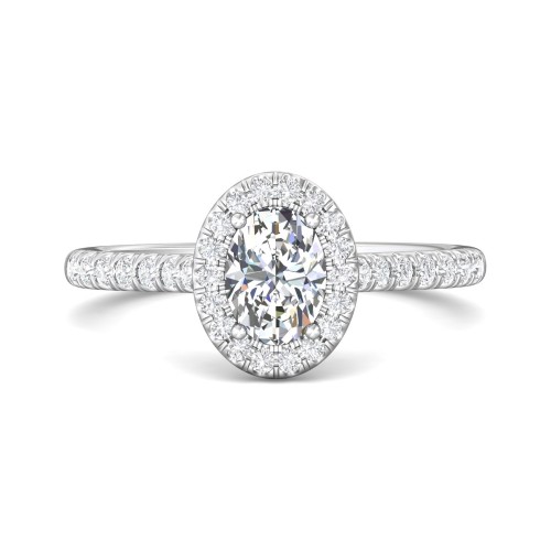 FlyerFit&reg; 18K White Gold Micropave Halo Engagement Ring