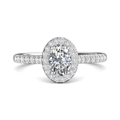 FlyerFit&reg; 18K White Gold Micropave Halo Engagement Ring