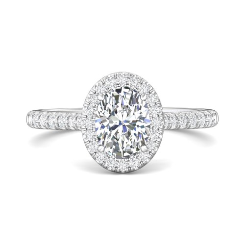 FlyerFit&reg; 14K White Gold Micropave Halo Engagement Ring