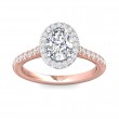 FlyerFit® 14K Pink Gold Shank And White Gold Top Micropave Halo Engagement Ring
