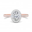 FlyerFit® 14K Pink Gold Shank And White Gold Top Micropave Halo Engagement Ring