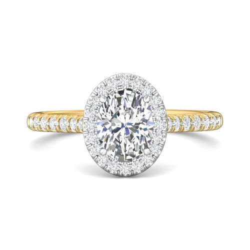 FlyerFit&reg; 14K Yellow and 14K White Gold Micropave Halo Engagement Ring