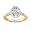 FlyerFit® 18K Yellow Gold Shank And White Gold Top Micropave Halo Engagement Ring