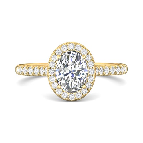 FlyerFit&reg; 14K Yellow Gold Micropave Halo Engagement Ring