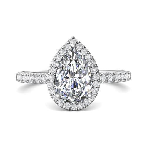FlyerFit&reg; Platinum Micropave Halo Engagement Ring