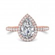 FlyerFit® 18K Pink Gold Micropave Halo Engagement Ring