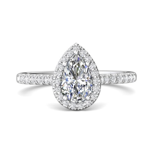 FlyerFit&reg; Platinum Micropave Halo Engagement Ring