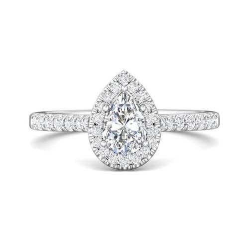 FlyerFit&reg; 14K White Gold Micropave Halo Engagement Ring