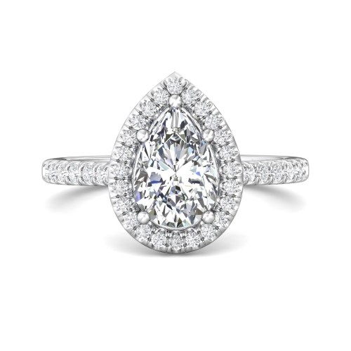 FlyerFit&reg; Platinum Micropave Halo Engagement Ring