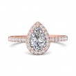 FlyerFit® 18K Pink Gold Micropave Halo Engagement Ring