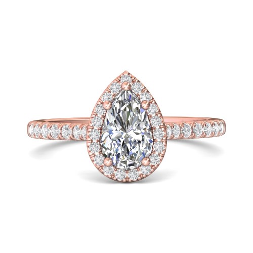 FlyerFit&reg; 18K Pink Gold Micropave Halo Engagement Ring