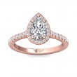 FlyerFit® 18K Pink Gold Micropave Halo Engagement Ring