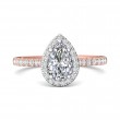 FlyerFit® 18K Pink Gold Shank And White Gold Top Micropave Halo Engagement Ring