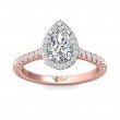 FlyerFit® 18K Pink Gold Shank And White Gold Top Micropave Halo Engagement Ring