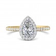 FlyerFit® 18K Yellow Gold Shank And White Gold Top Micropave Halo Engagement Ring