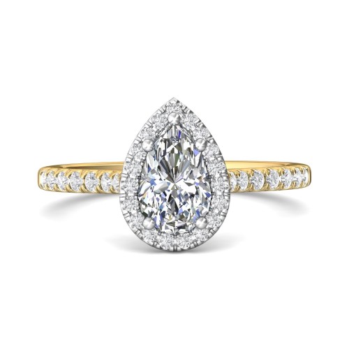 FlyerFit&reg; 14K Yellow and 14K White Gold Micropave Halo Engagement Ring