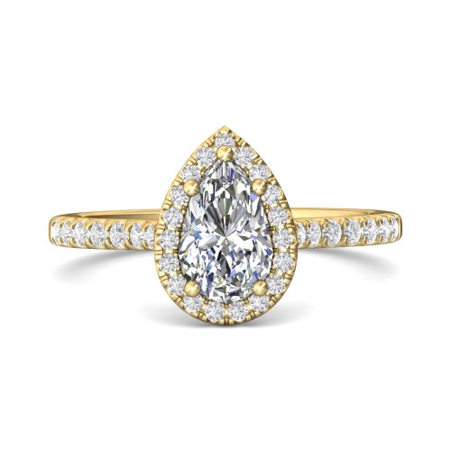 FlyerFit&reg; 14K Yellow Gold Micropave Halo Engagement Ring