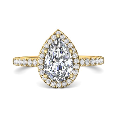 FlyerFit&reg; 14K Yellow Gold Micropave Halo Engagement Ring