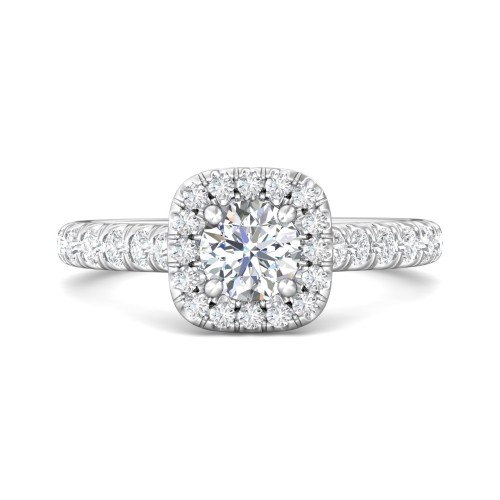 FlyerFit&reg; 14K White Gold Micropave Halo Engagement Ring