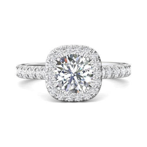 FlyerFit&reg; Platinum Micropave Halo Engagement Ring