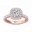 FlyerFit® 18K Pink Gold Micropave Halo Engagement Ring